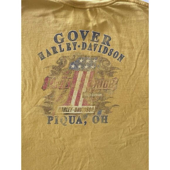 Harley Davidson Yellow Muscle Tank Live Hard Ride Hard Eagle 2XL Has Paint Marks - Picture 7 of 8